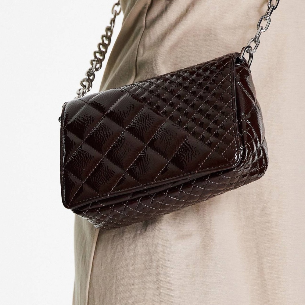 Topshop Patent Chain Crossbody Bag